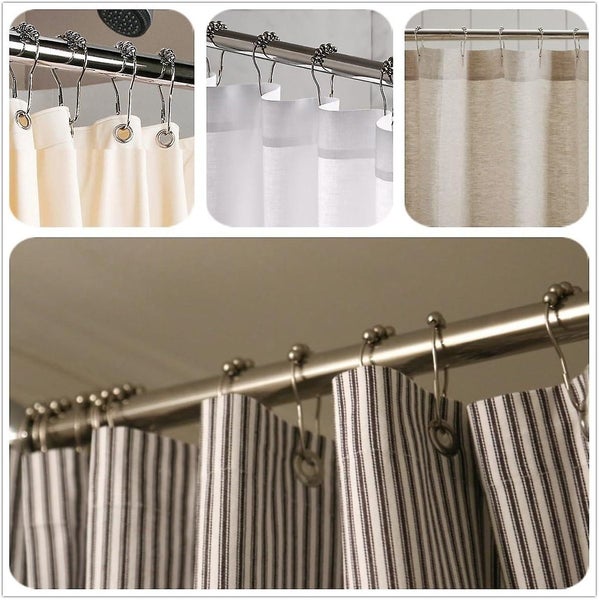 12 Pieces Shower Curtain Hooks Shower Curtain Rings Stainless Steel For Shower Carousel 5