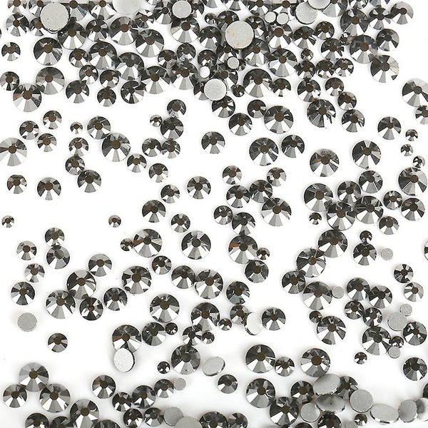 Flat Back Crystal Rhinestones Round Gems For Nail Art And Craft Glue Fixblack Carousel 1