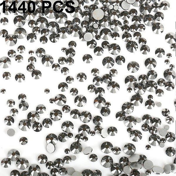Flat Back Crystal Rhinestones Round Gems For Nail Art And Craft Glue Fixblack Carousel 4