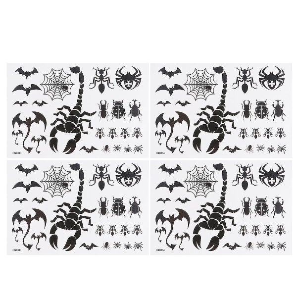 4 Pcs Spider Stickers Temporary Sticker Scorpion Bats Tattoos Simulation Stick64480173040643110