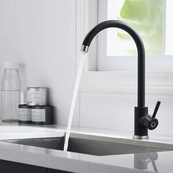 Black Kitchen Faucet Single Handle High Arc Sink Faucet Swivel 360 Degree Stai Carousel 1