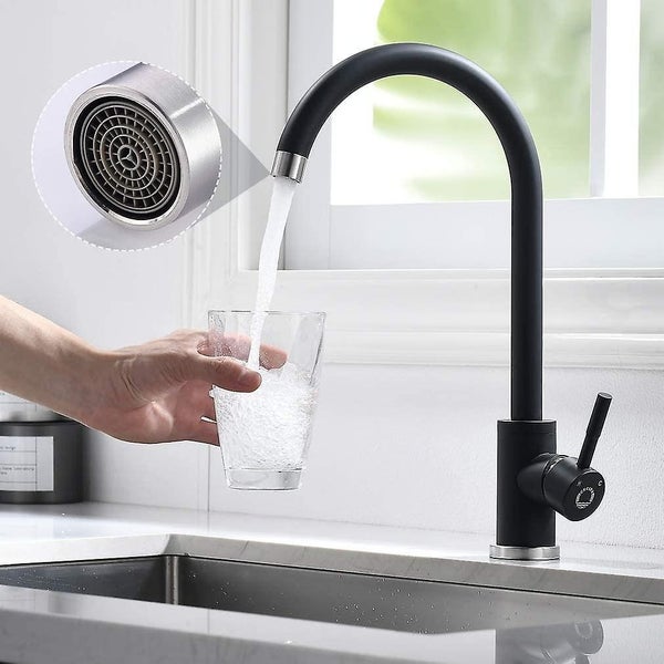 Black Kitchen Faucet Single Handle High Arc Sink Faucet Swivel 360 Degree Stai Carousel 4