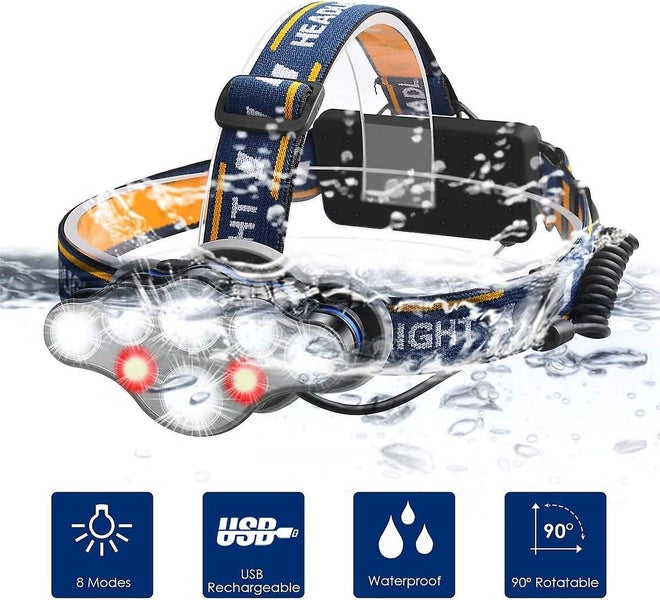 Usb Rechargeable Led Headlamp With 8 Modes 12000 Lumen Torch Headlamp ipx4 Carousel 1