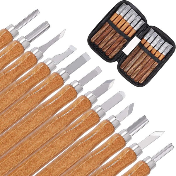 12-piece Wood Carving Tools Set Sk2 Carbon Steel Wood Chisels With Sharpening Carousel 1