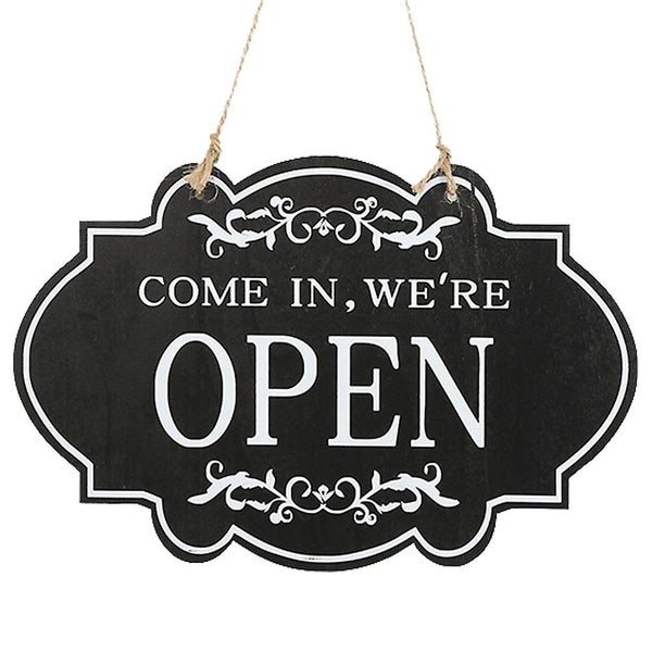 Open Closed Sign For Business Wooden Double-sided Closed Open Hanging Sign Carousel 1