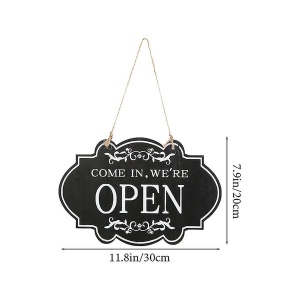 Open Closed Sign For Business Wooden Double-sided Closed Open Hanging Sign Carousel 3