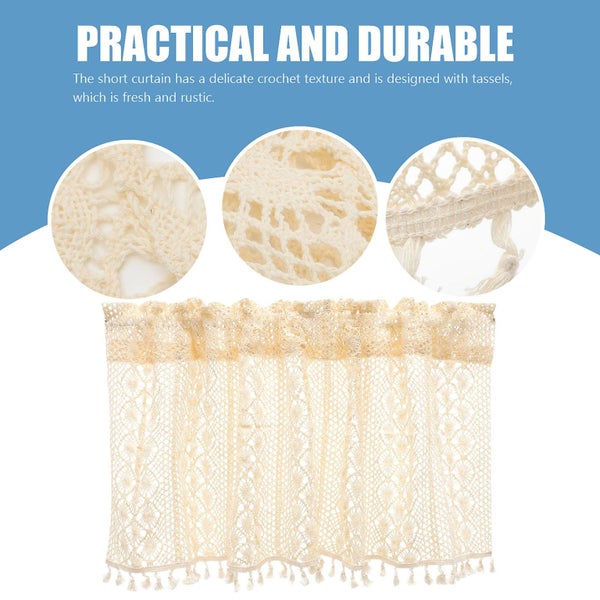 Crochet Short Curtain Half Window Curtain Privacy Curtain Tier For Bathroom Re Carousel 2
