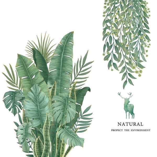 Banana Leaf Peel And Stick Wall Decals - Diy Wall Decor Art For Living Room Bed Carousel 1