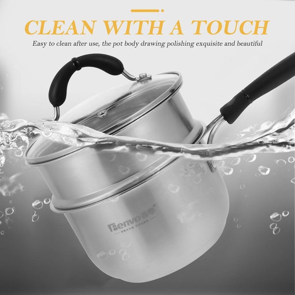 1pc Stainless Steel Stockpot Practical Single Handle Noodle Soup Pot silver Carousel 2