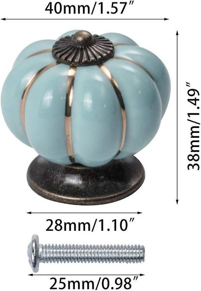 6PCS Pumpkin Door Ceramics Pull Handle Knob - Cabinet Cupboard Wardrobe Drawer Carousel 2