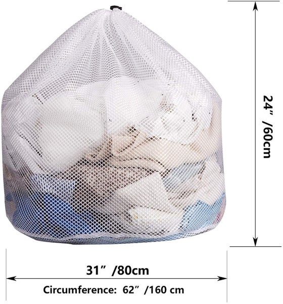 2 Pack White Mesh Laundry Bags 31 X 24 Sturdy Drawstring Net Bag Heavy Duty Ex Carousel 2
