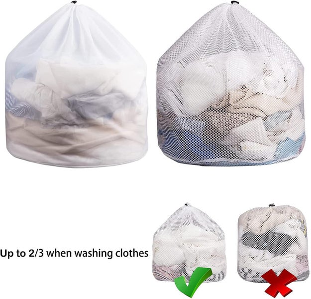2 Pack White Mesh Laundry Bags 31 X 24 Sturdy Drawstring Net Bag Heavy Duty Ex Carousel 5