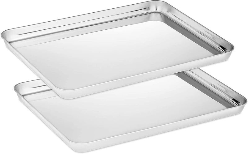 Set Of 2 Stainless Steel Baking Trays Non-toxic Mirror-smooth Rust-free Oven T Carousel 1