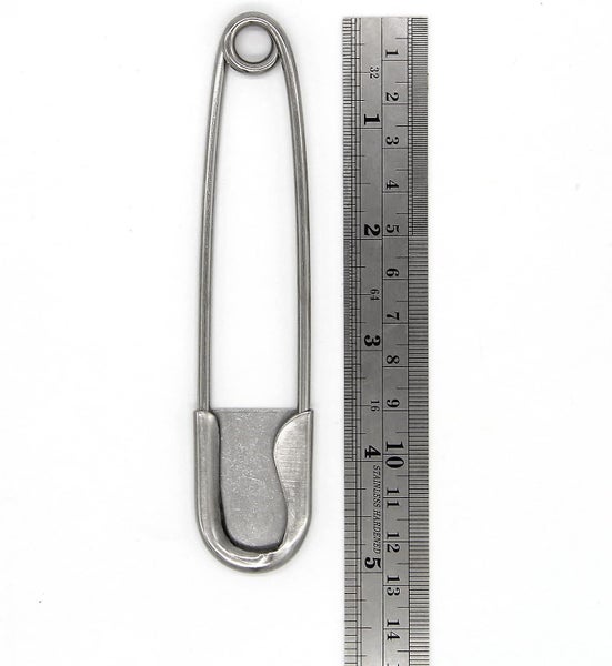 2 Pcs Stainless Steel Safety Pins Largesilver Xl Safety Pins 12.8cm Carousel 2