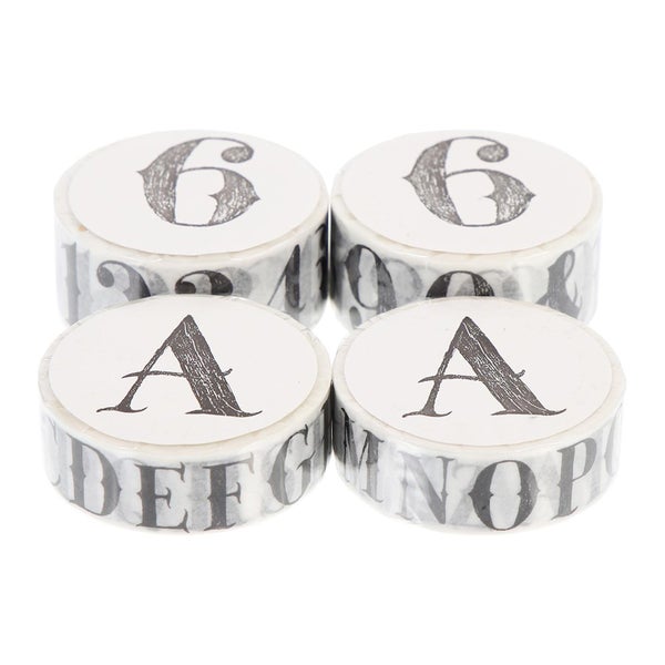 4 Rolls Sticker Numbers Retro Washi Tapes Vintage Words Washi Tapes Washi Tape Carousel 1
