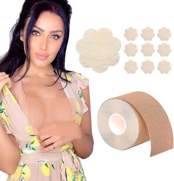 Boob Tape Breast Lift Tape Adhesive Bra Nipple Cover Suitable For A-g Cup Size Carousel 1