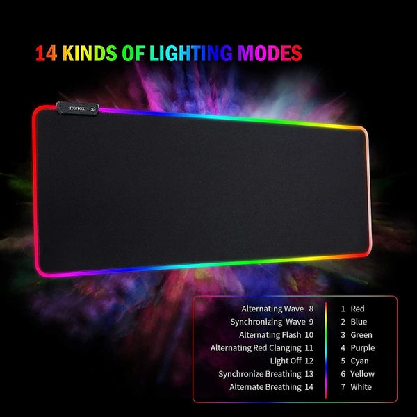 Large Rgb Gaming Mouse Pad - Led Mouse Pad With 14 Lighting Modes Waterproof Co Carousel 4