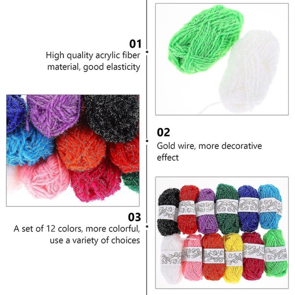 12 Pcs Yarn Crocheting Cotton Yarn Stitching Thread Color Crochet Yarn Color Y Carousel 3