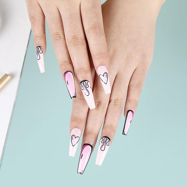 Set Of 24 False Nails Abs Press On Type With Accessories Multicolor Carousel 5