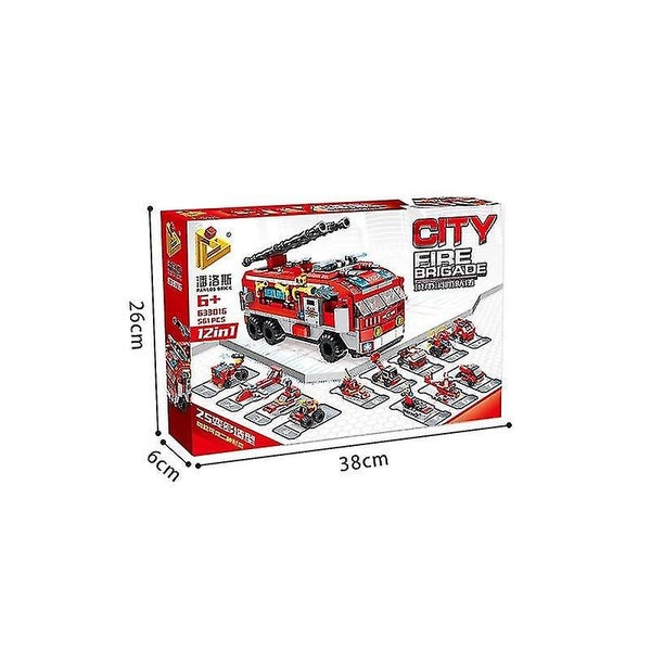 12 In 1 Building Blocks Set City Fire Brigade Educational Toys Mini Car Toys T Carousel 2