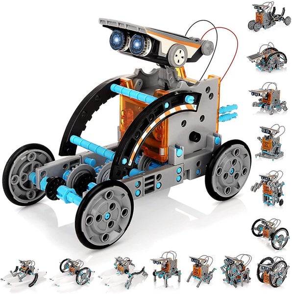 13 In 1 Solar Robot Toys Solar And Cell Powered Dual Drive Motor Diy Building Carousel 1