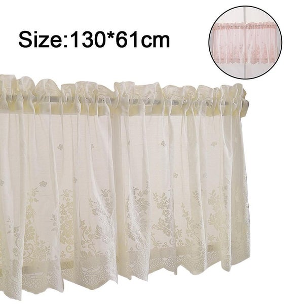 1 Pcs Floral Lace Valances For Windows Lace Floral Embroidered Semi Sheer Curt Carousel 2