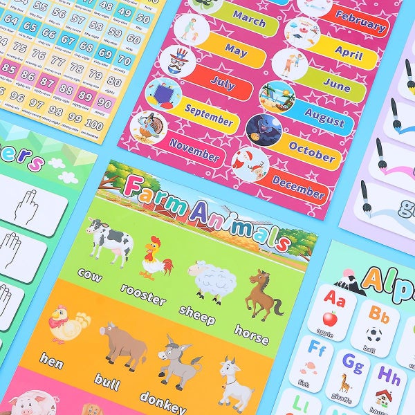 6pcs 28x40cm Early Educational Preschool Posters Charts Alphabet Letters Color Carousel 2