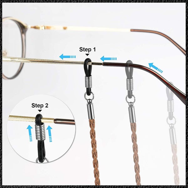 Premium Leather Eyeglasses Holder Strap Cord 4-pack Carousel 4