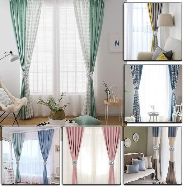 2 Packs Crystal Curtain Magnetic Tieback Flower Curtain Clips Buckle With Stre Carousel 2