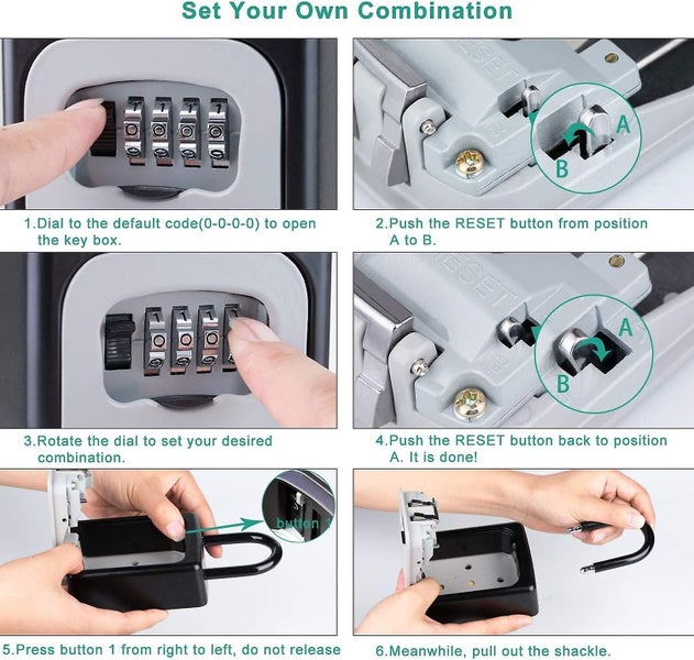 Key Lock Box 4 Digit Combination Key Storage Lock Box With Resettable Code Por Carousel 5