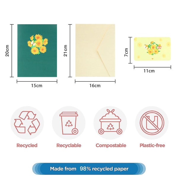 Pop Up Greeting Card Sunflowers3d Cards For Birthday Mothers Day Thank You Car Carousel 2