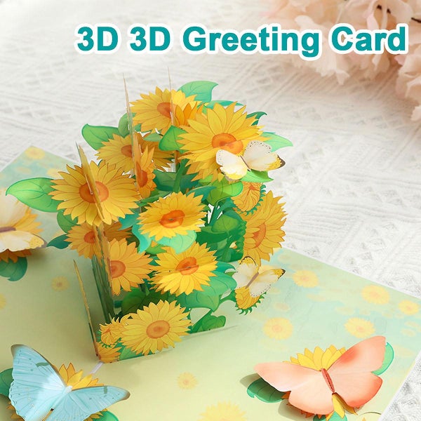 Pop Up Greeting Card Sunflowers3d Cards For Birthday Mothers Day Thank You Car Carousel 5