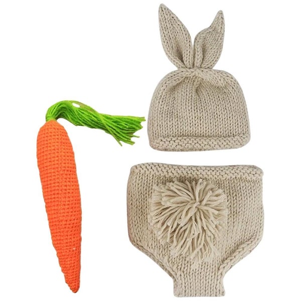 1 Set Newborn Baby Photo Shoot Props Crochet Hat Pants Bunny Outfits Photograp Carousel 1