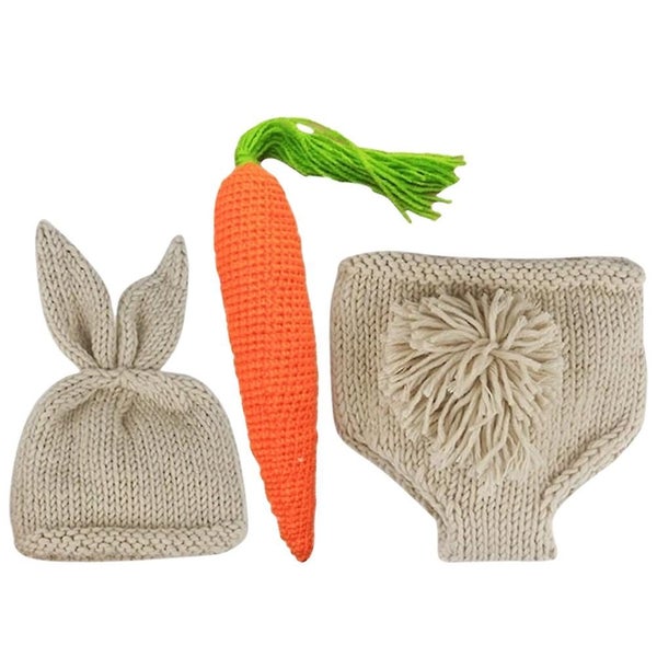 1 Set Newborn Baby Photo Shoot Props Crochet Hat Pants Bunny Outfits Photograp Carousel 5