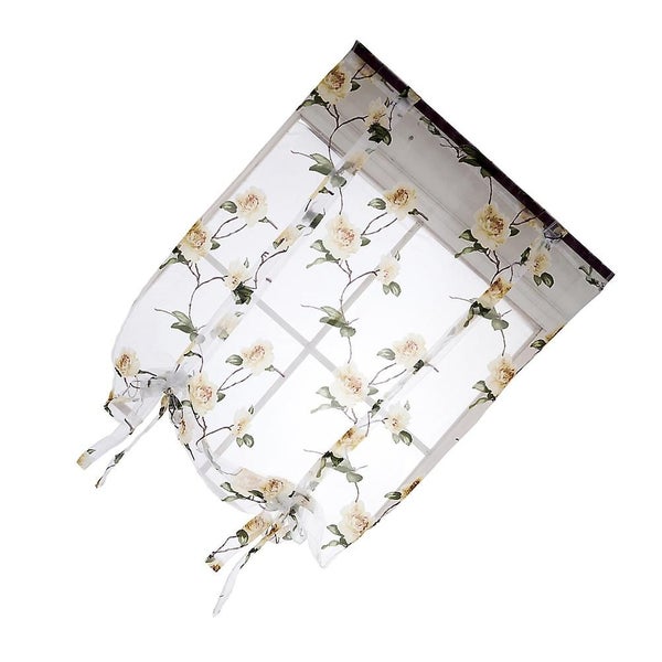 Floral Roman Curtain Semi Sheer Window Shade Sling Tie Blinds For Living Room Carousel 2