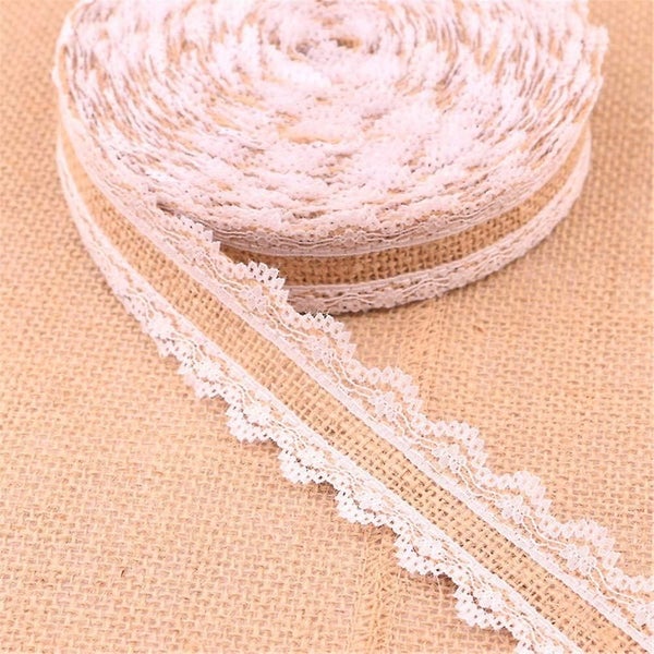 4 Pcs Jute Ribbon With White Lace Vintage Burlap Lace Ribbon Sewing Carousel 2