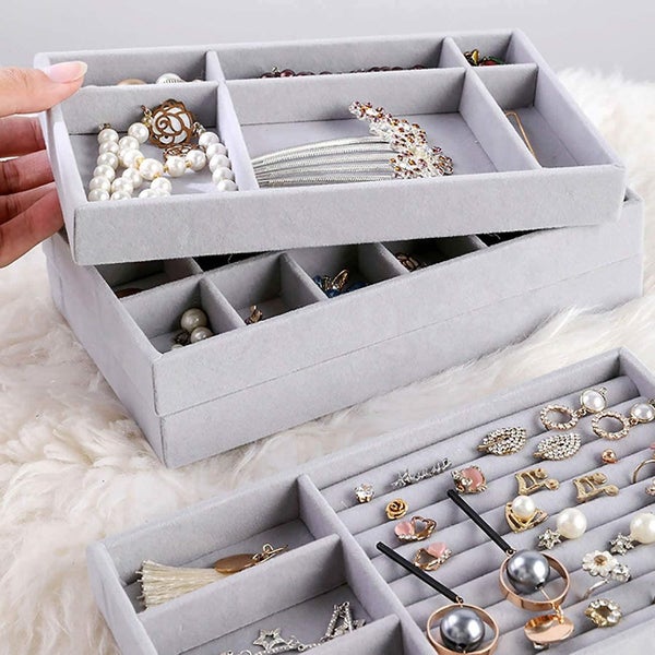 Jewelry Trays Organizer Stackable Jewelry Accessories Tray Set With 4 Drawers Carousel 5