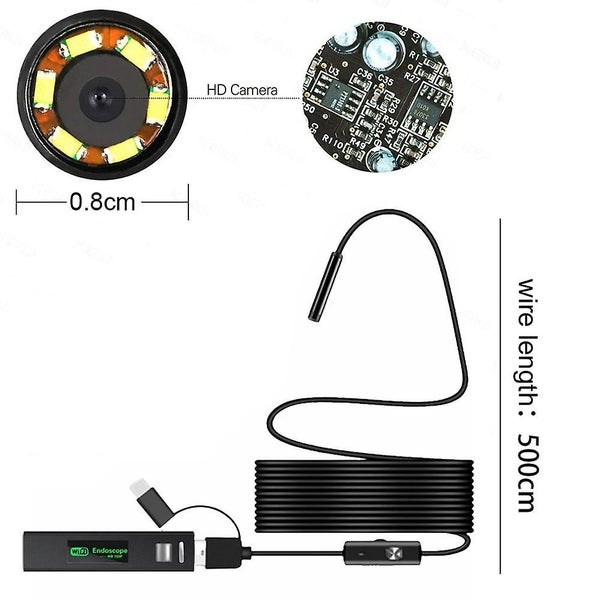 Wireless Endoscope Wifi Inspection Camera Borescope Waterproof Ip68 Semi-rigid Carousel 2