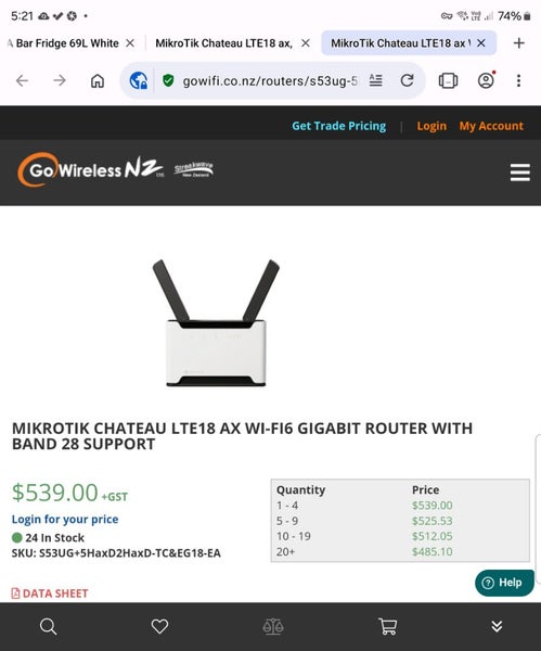MIKROTIK CHATEAU CAT 18, 4G/'LTE18', AX WIFI6 GIGABIT ROUTER628632216751391113