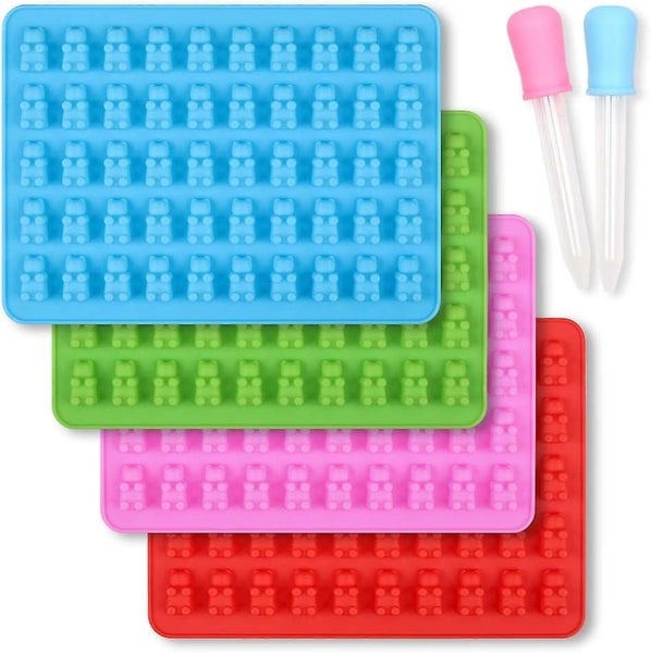 Food Grade Non-stick Silicone Candy Molds Set Of 4 With 2 Droppers Blue Red Gr Carousel 1