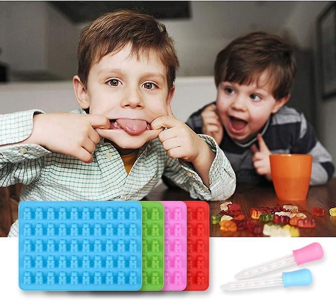 Food Grade Non-stick Silicone Candy Molds Set Of 4 With 2 Droppers Blue Red Gr Carousel 3