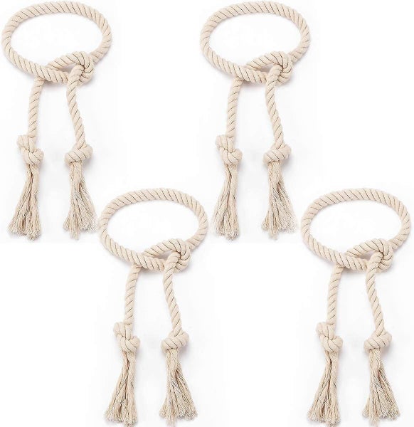 4-piece Natural Cotton Curtain Tiebacks Decorative Rope Holdbacks Carousel 1
