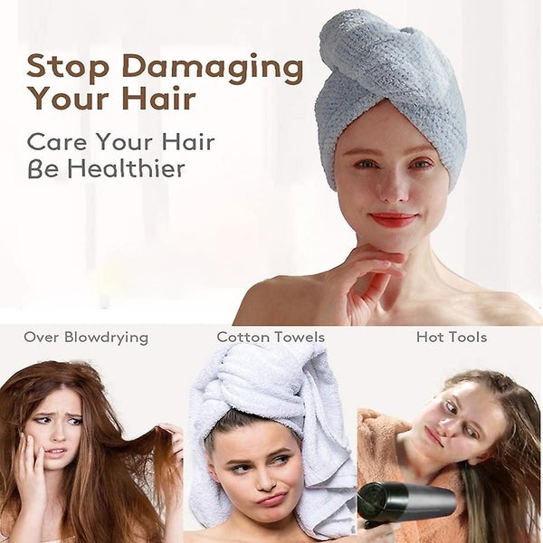 Super Absorbent Microfiber Hair Drying Towels 2 Packs Quick-drying Hair Wrap T Carousel 5