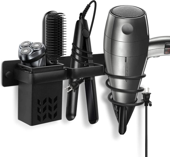 Hair Dryer Rack Wall-mounted Hair Dryer Organizer Rack Multi-function Bathroom Carousel 1