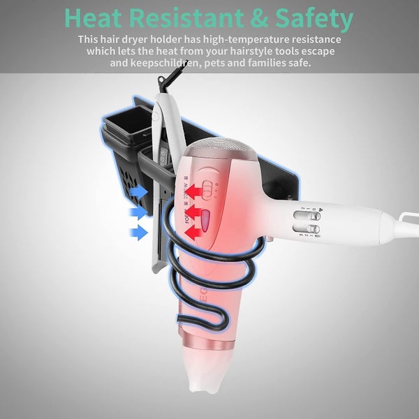 Hair Dryer Rack Wall-mounted Hair Dryer Organizer Rack Multi-function Bathroom Carousel 5