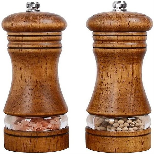 Wood Salt And Pepper Grinder Set Salt Mill Pepper Grinder Setwood Pepper Grind Carousel 1