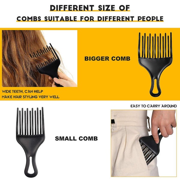 Hair Pick Afro Comb Double Fist Pick Detangle Wig Braid Lift Comb Hair Styling Carousel 2