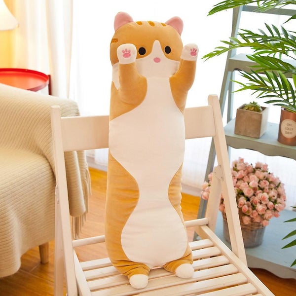 Cartoon Cat Soft Plush Long Throw Pillow Lifelike Animal Neck Pillow Plush Toy Carousel 5