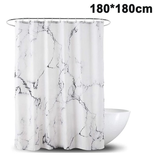 White Marble Bathroom Shower Curtain Sets With 12 Hooksmodern Concise Marble D Carousel 1