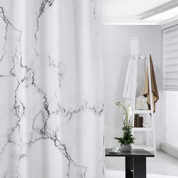 White Marble Bathroom Shower Curtain Sets With 12 Hooksmodern Concise Marble D Carousel 4